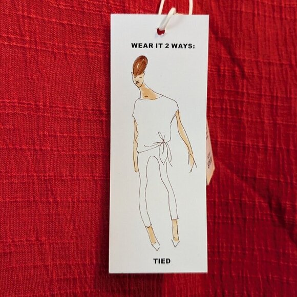 Max Studio Top Size 3X Red Side-Tie Knot Crinkle Knit Short Sleeve Blouse NWT - Picture 9 of 14